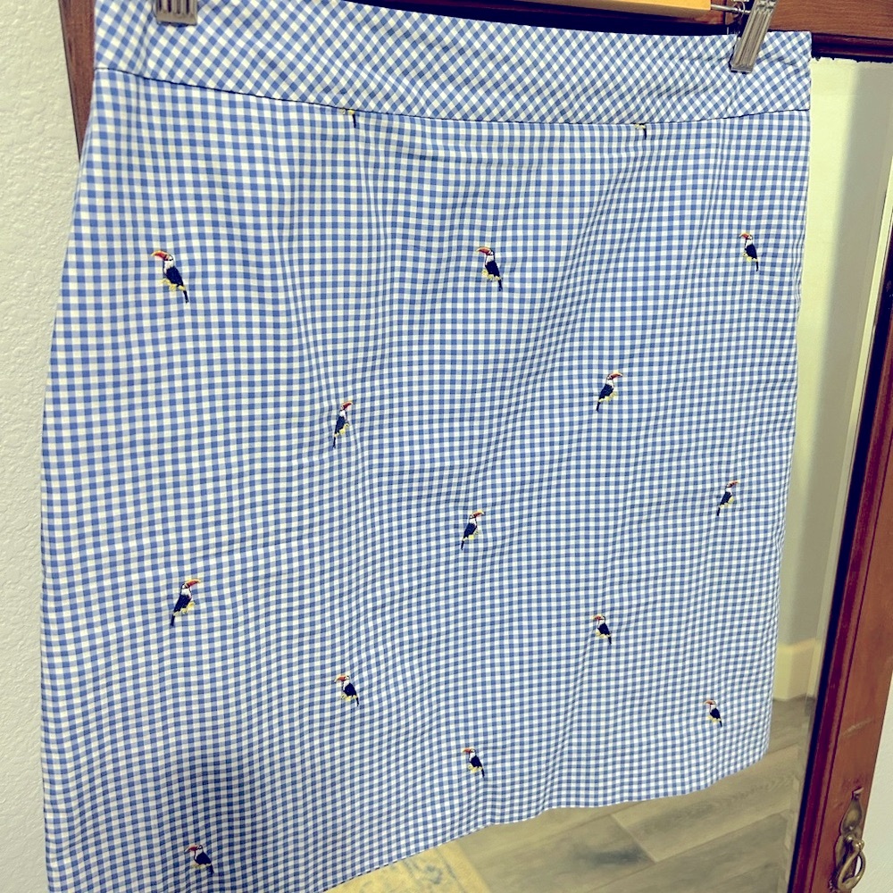Talbots 6P Blue and White Gingham Skirt